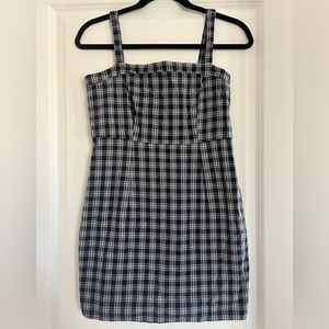 Navy Blue Plaid Mini Dress